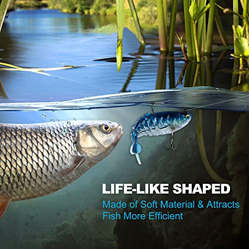 Fishing Lures,Trout Pike Walleye Bass Fishing Jig Heads,Pre-Rigged Soft Swimbaits w/ Ultra-Sharp Hooks