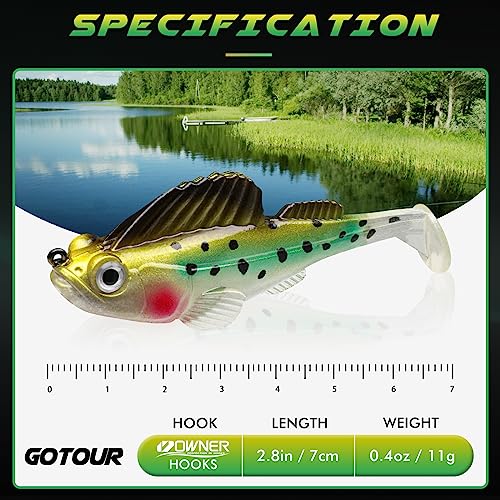 Weedless Soft Fishing Lures for Freshwater & Saltwater,Premium Pre-Rigged Jig Head Swimbaits