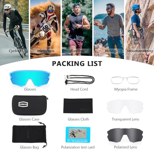 Sports Sunglasses Cycling Glasses Polarized Glasses with 3 lenses-Fishing