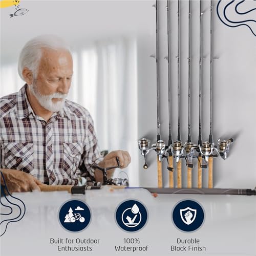 Ceiling Fishing Rod Holder for 6 Rods,Garage Organization & Wall Storage for Reels & Accessories