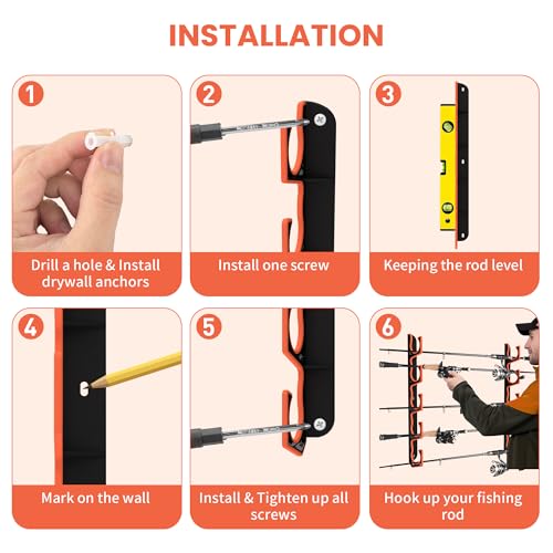 Fishing Rod Holder for Garage,Wall or Ceiling Mounted Fishing Pole Holders