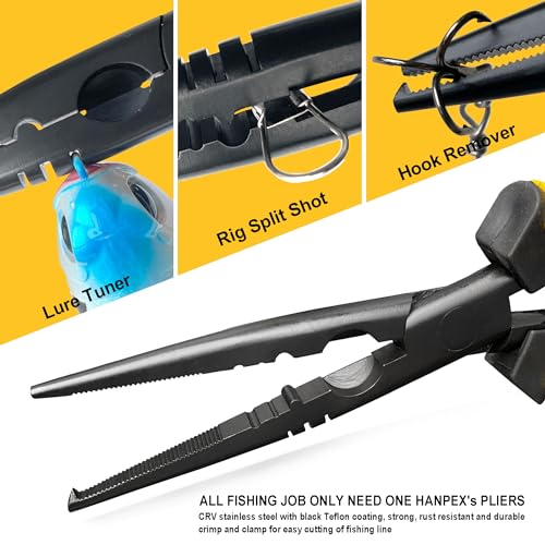 7" Fishing Pliers with Anti-rust Teflon coated, Freshwater/Saltwater Fishing Tools