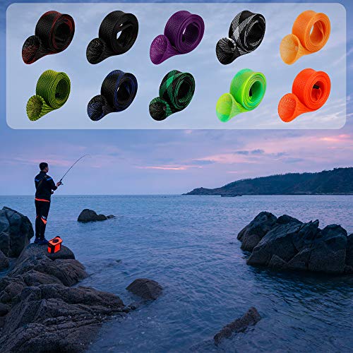 12Pcs Rod Sock Fishing Rod Sleeve,Cover Braided Mesh Rod Protector