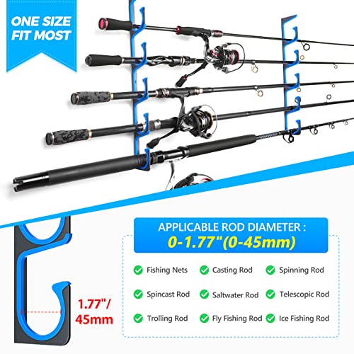 Horizontal Fishing Rod/Pole Holders for Garage,Wall/Ceiling Mounted Fishing Rod Rack