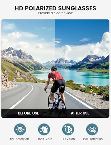Polarized Sports Sunglasses for Men Women, 24g,UV400 Sun Glasses for Fishing