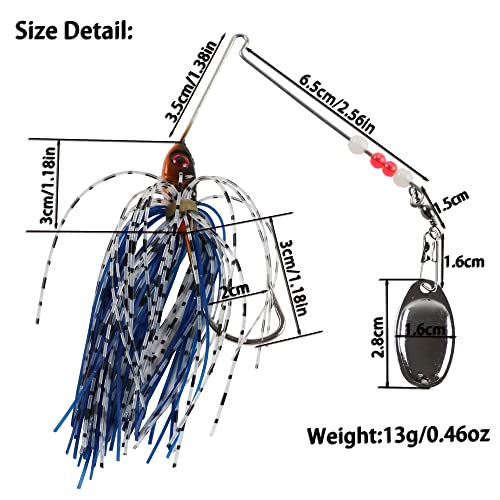6Pcs Fishing Lures Spinner Baits for Bass Fishing,Trout Salmon Hard Metal Spinnerbaits