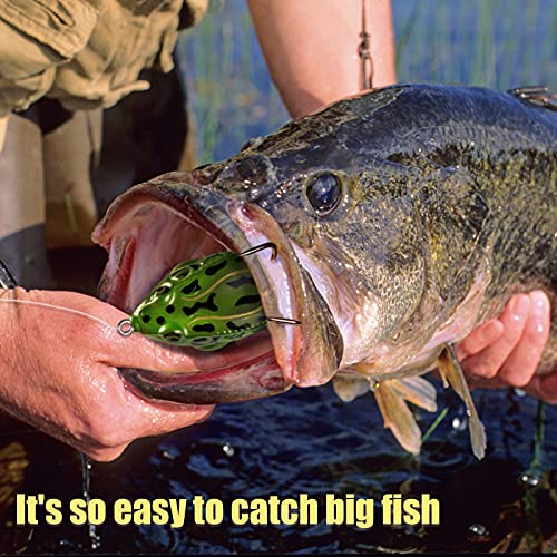 Topwater Frog Lure Bass Trout Fishing Lures Kit Set,Realistic Prop Frog Soft Swimbait