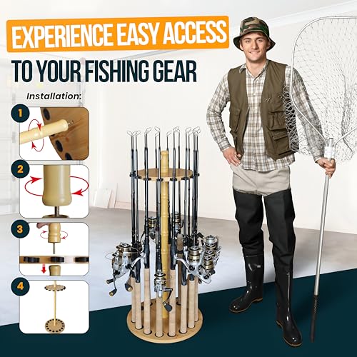 Rod Holder for 16 Fishing Poles,Garage Organization and Storage