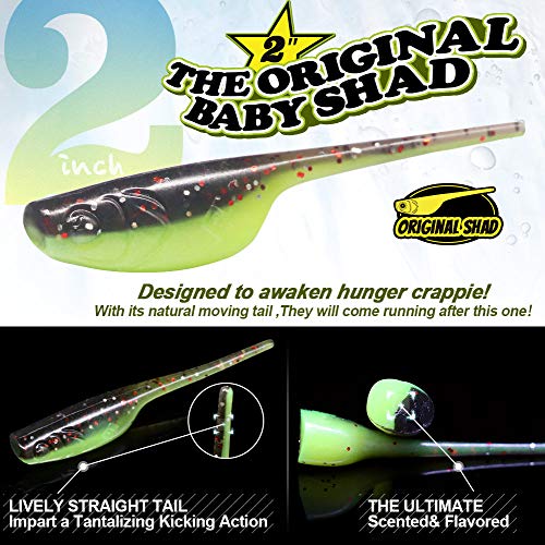 Crappie Baits Plastics Jig-Heads Kit Shad Minnow Fishing Lures for Crappie