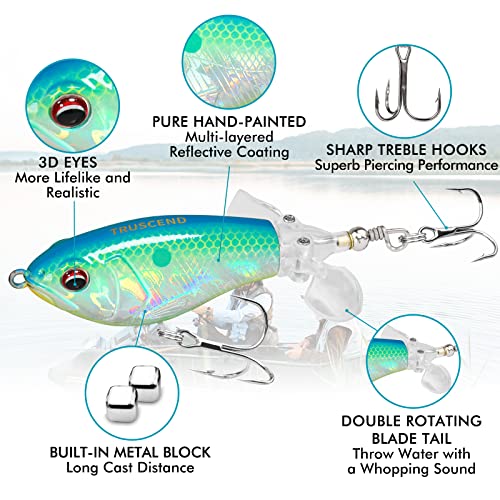 PoPobait w/ BKK Hooks,Top Water Popper Fishing Lures for Bass Walleye Pike