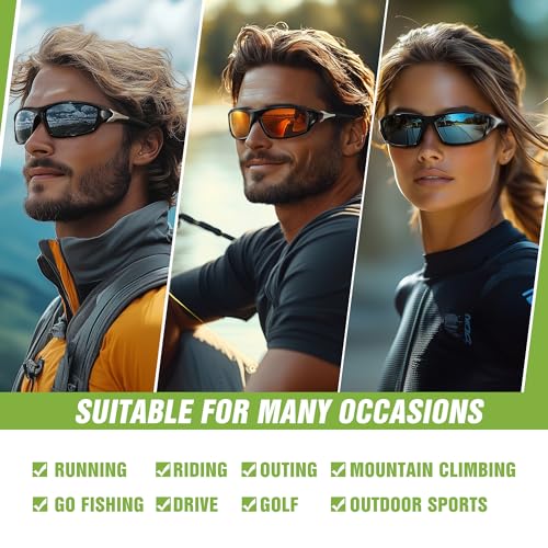 3pcs Polarized Sports Sunglasses for Men, Mens Sunglasses Wrap Around