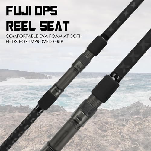 Carbon Fiber Surf Spinning Rod w/ Fuji Guides - Lightweight & Strong 2PC Pack