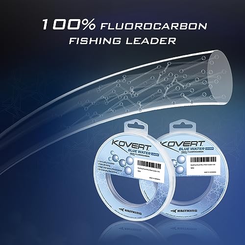 Kovert Blue Water 100% Fluorocarbon Fishing Line,Clear Fishing Leader