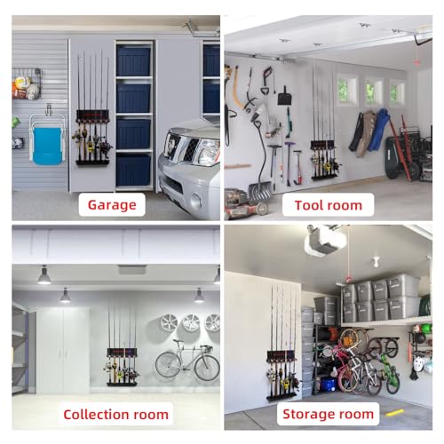 2pcs Vertical Fishing Rod Holder for Garage-Fishing Pole Holders upto 12 Rods