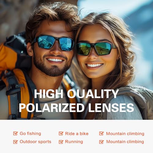 Polarized Sunglasses for Men TR90 UV400 Protection Sun Glasses-Wrap Around Goggles