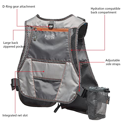 BASSDASH Fly Fishing Vest Adjustable Size with Detachable Water Bottle Holder for Men and Women FV07