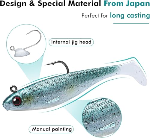 Pre-Rigged Soft Fishing Lures,Well-Made Easy Catching Lures for Family Fishing