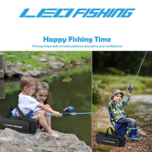 Kids Fishing Pole Set w/ Full Starter Kits,Portable Telescopic Fishing Rod & Spincast Reel