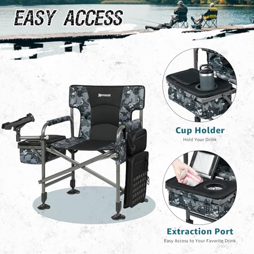 Fishing Chairs with Rod Holder,Folding Ice Fishing Chair for Adults
