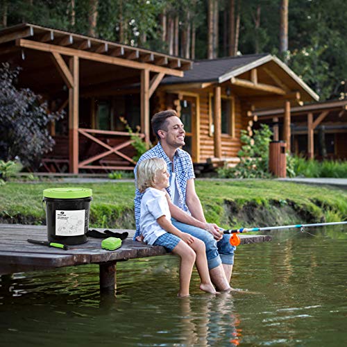 126PCS Fishing Tool Kit,Fishing Gear Accessories-Bait Bucket w/ Speed Aerator