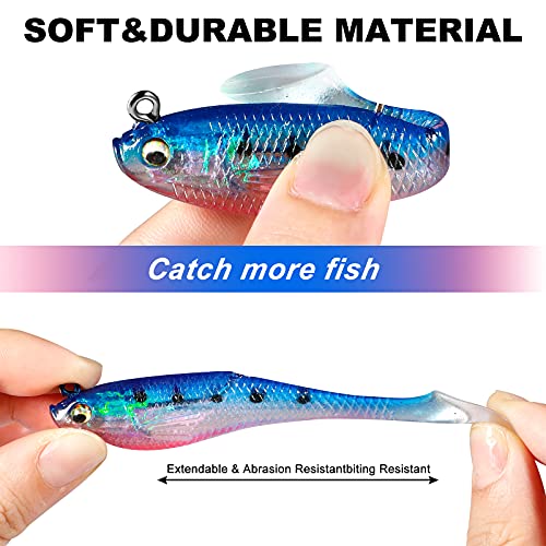 Fishing Lures,Trout Pike Walleye Bass Fishing Jig Heads,Pre-Rigged Soft Swimbaits w/ Ultra-Sharp Hooks