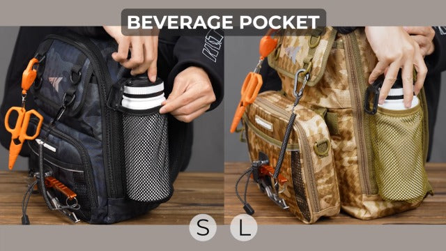 BaitSpace Fishing Sling Bag,Fishing Backpack w/ Rod & Beverage Holder