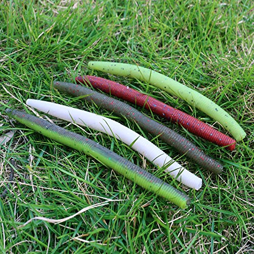 Wacky-Worms Bass Fishing Lure Kit-Wacky Rig Worms Soft Plastic Stick Baits-3-6"