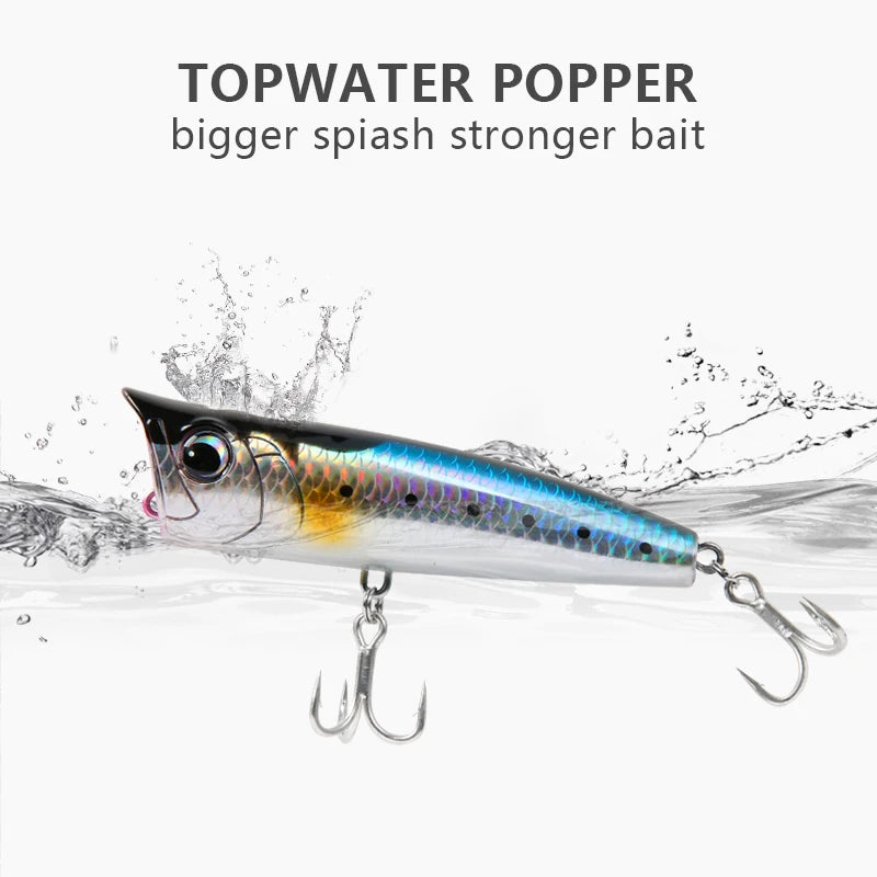 LETOYO Topwater Popper 8.5-30g floating Rock pop Artificial Hard Baits for Bass Perch Pike Fishing Lure