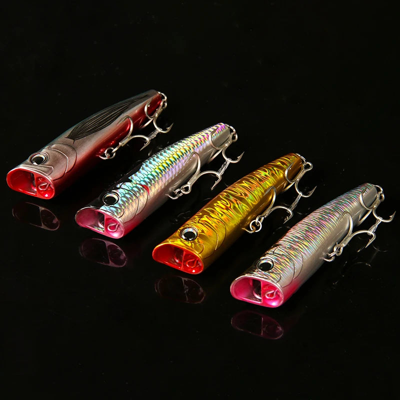 LETOYO Topwater Popper 8.5-30g floating Rock pop Artificial Hard Baits for Bass Perch Pike Fishing Lure