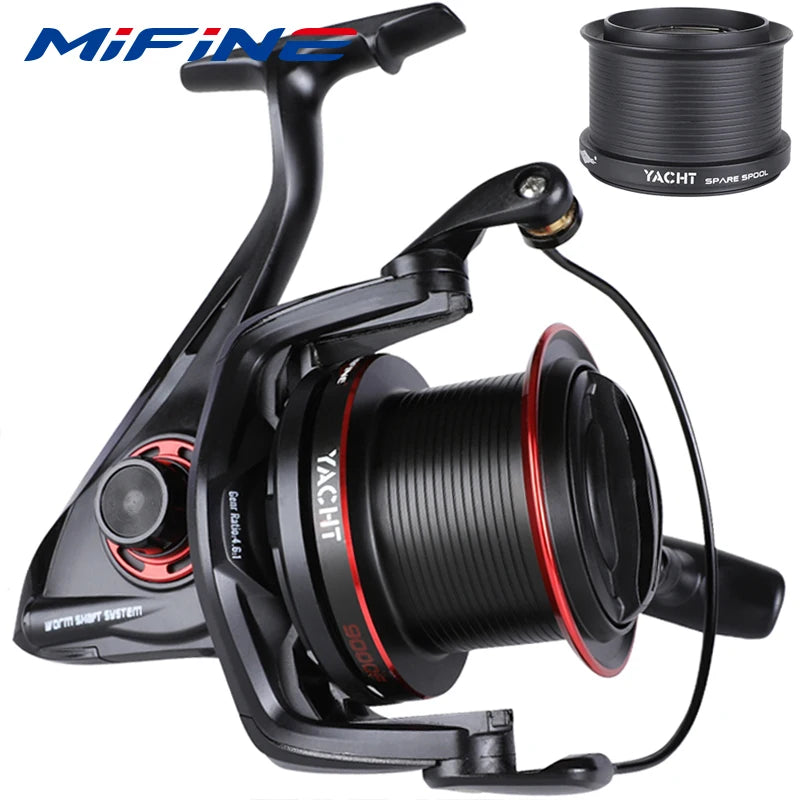 MIFINE YACHT Fishing Reel 18KG Max Drag 4.6:1 Gear Ratio Spool Coil Carp Saltwater Freshwater Metal 6+1BB Spinning Reels