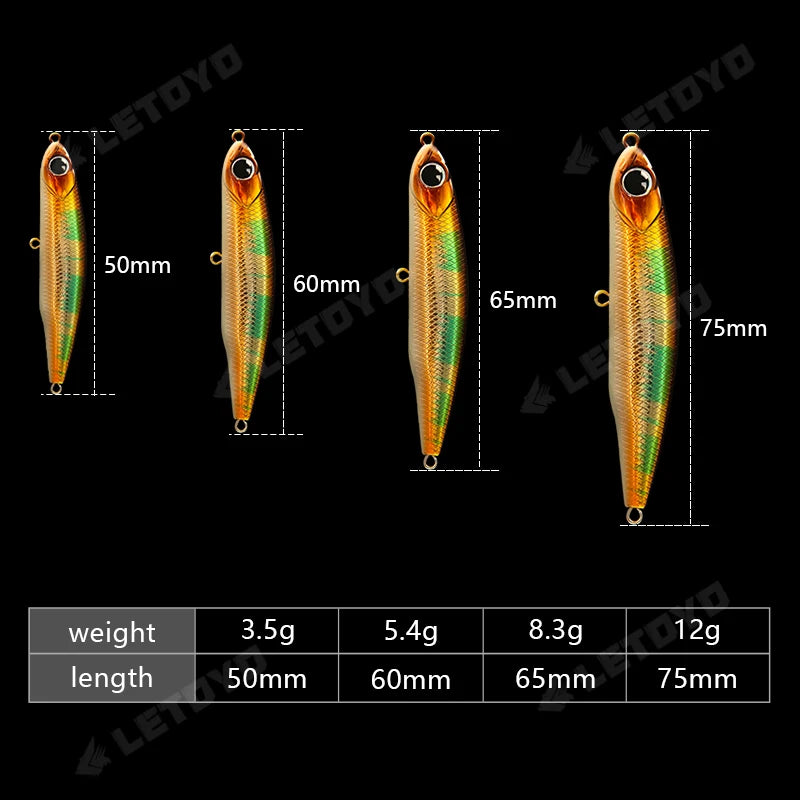 LETOYO Sinking Pencil 12g-3.5g Artificial bait hard baits trout bass lures Wobblers for Pike fishing lure spinning stickbait