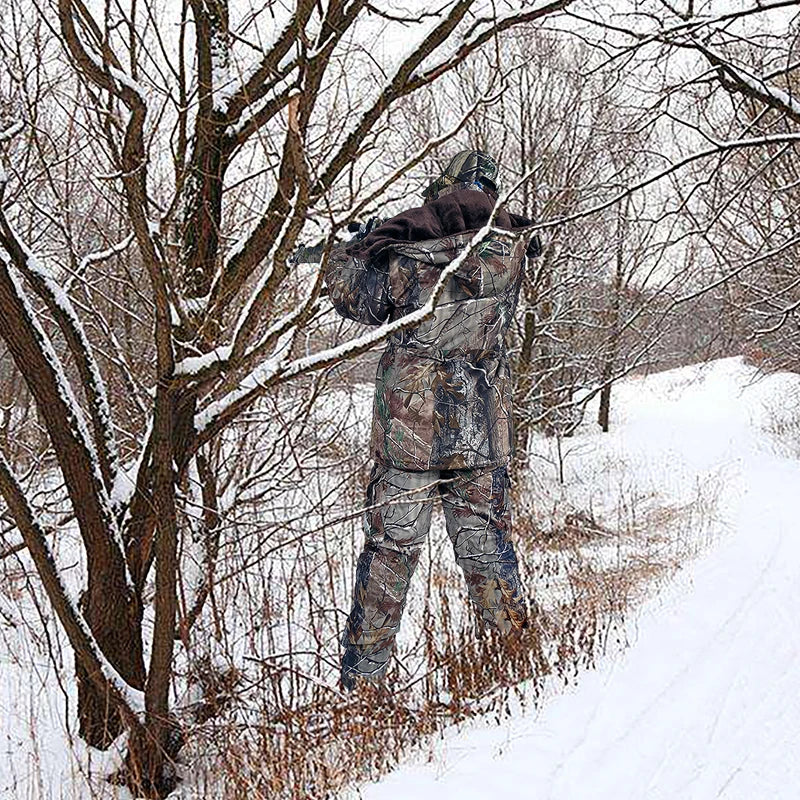 Winter Thermal Waterproof  Tree Bionic Camo Hunting Fishing Ghillie Suit Outdoor Tactical Combat Hoodie Jacket Pants CS Costume