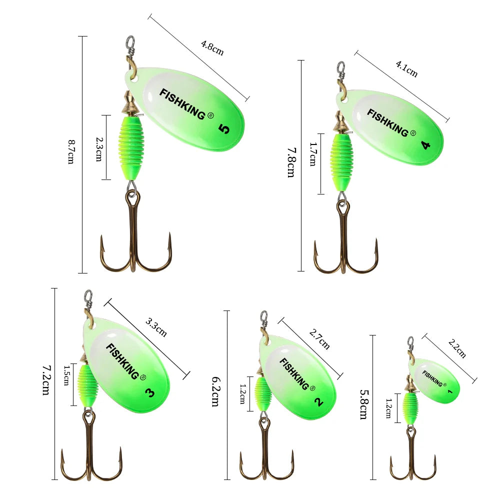 FISH KING New Metal Fishing Lure 4g 4.8g 7g 10g 14g Spinner Bait High Quality Hard Baits Treble Hook Fishing Tackle For Pike