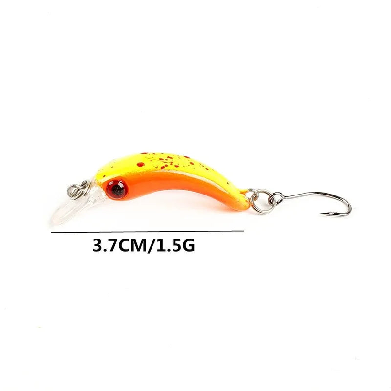 Mini Minnow Wobblers Triangle Hooks Fish Popper Bass Tackle 3.7cm/1.5g Fishing Lures Crankbait Hard Plastic Bait