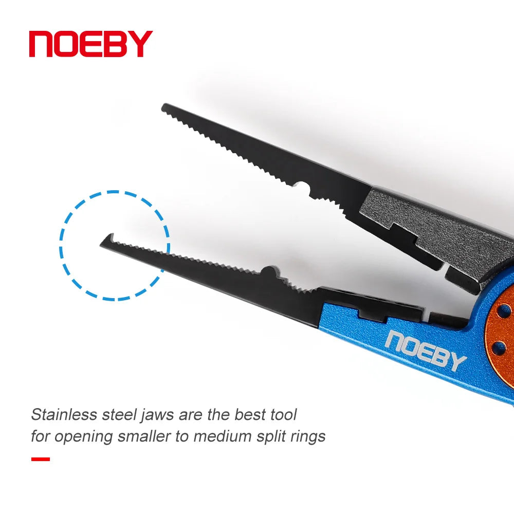 NOEBY Stainless Steel Fishing Pliers Multifunctional Split Ring Remove Hooks Tool Cutting Line Pliers for Sea Fishing Tackles