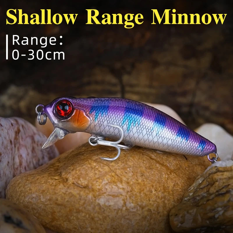 TSURINOYA Fishing Lure Shallow Range Minnow Set 4pcs DW71 64mm 6g Seabass Floating Crankbait Tungsten Weight System Bait