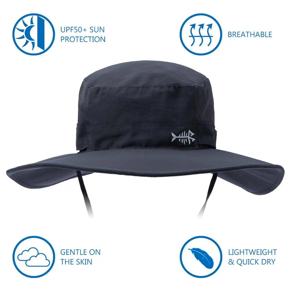 Bassdash UPF 50+ UV Protection Bucket Hat Water Resistant Wide Brim Tactical Fishing Hat Adjustable Size