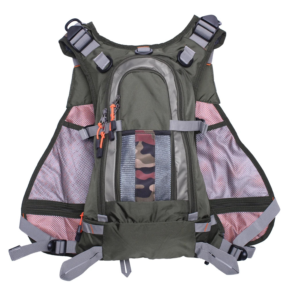 Trout Fly Fishing  Breathable Mesh Vest Pack Fishing Backpack Adjustable Size for Men and Women