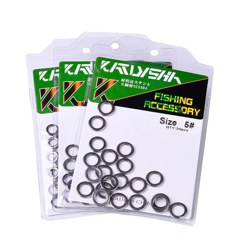 KATYUSHA 100Pcs 304 Stainless Steel Fishing Solid Rings 1#-5# Heave-Duty Seamless Rings Metal Polishing Jig Fishing Rings Tackle