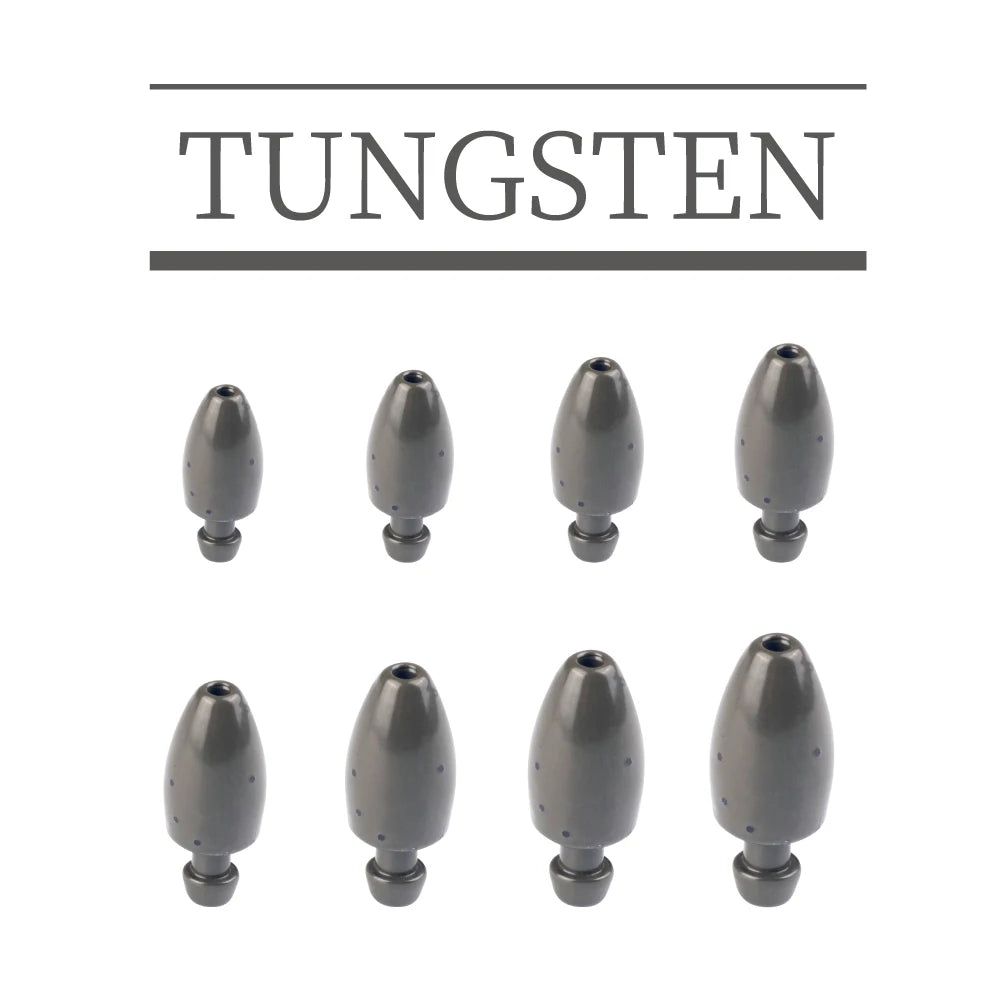 MUUNN 5/10PCS Tungsten Skirted Punch Weight,Skirted Rig 1/4 - 2OZ,Bass Trout Lure Fishing Connector Green Pumpkin