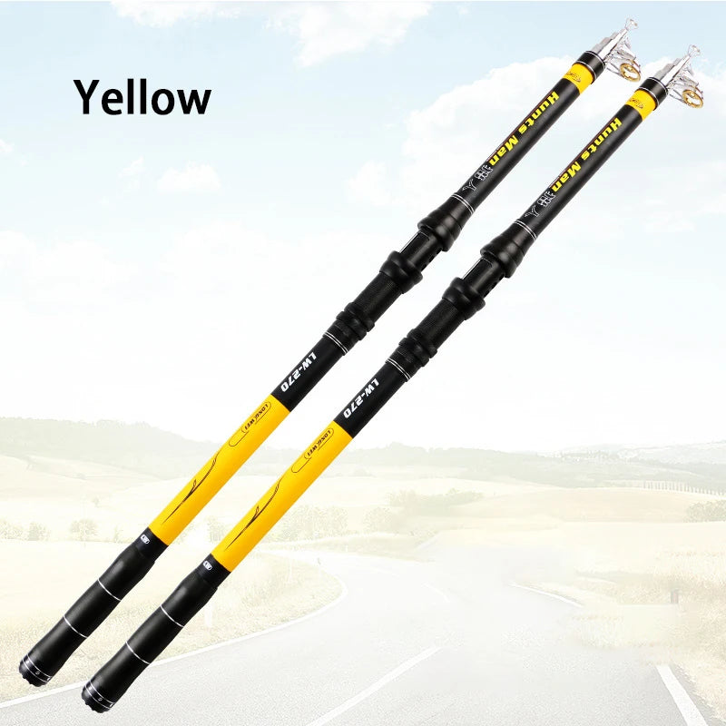 Super Hard Carbon Fiber Fishing Pole Telescopic Fishing Rod 2.1M 2.4M 2.7M 3.0M 3.6M Yellow Red Purple Ocean Boat Fishing