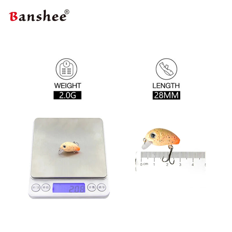 Banshee 28mm 2g Mini Crankbaits Fishing sinking Wobbler For Pike/Trolling Rattling Baits Set Perch Fishing Lure Artificial Hard