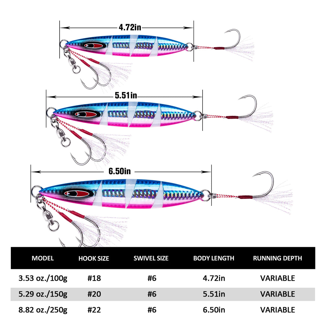 Goture New Metal Jigs Fishing Lure Weights 100g 150g 250g Large Metal Shore Cast Jigs Quality Salt Water Fishing Lures With Bag