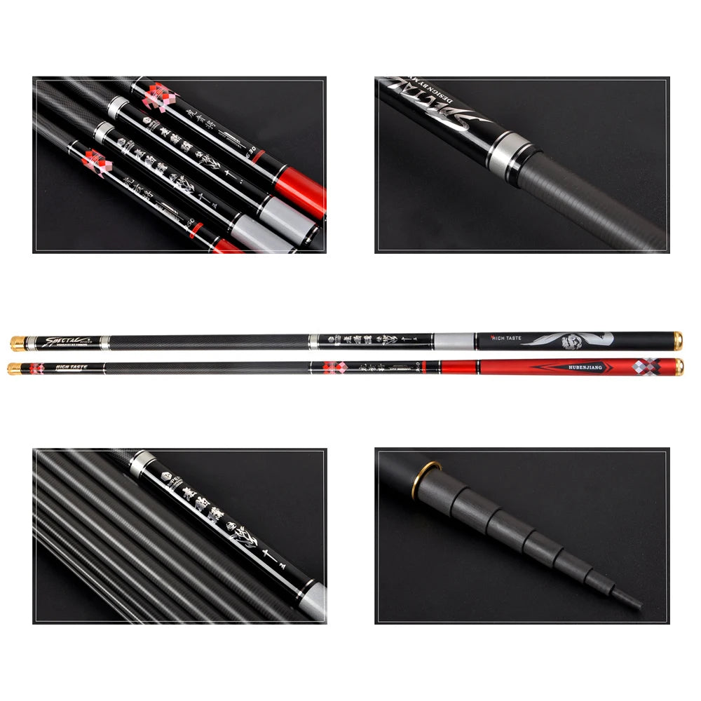 Goture 1/9 Power Super Hard Fishing Rod 3.6m-6.3m Carbon Telescopic Carp Rod Stream Hand Pole Fishing Accessories