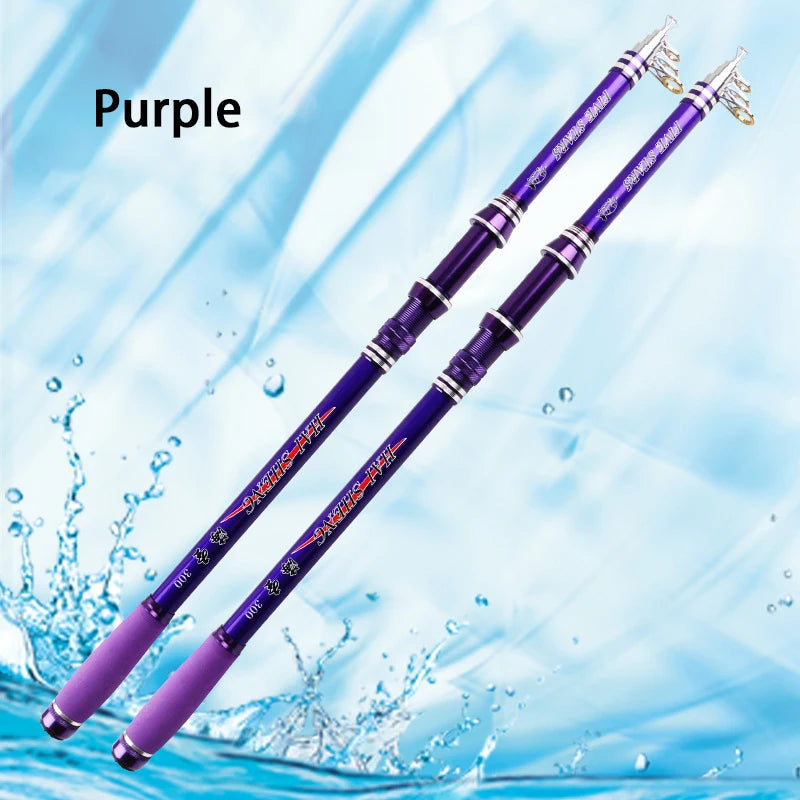 Super Hard Carbon Fiber Fishing Pole Telescopic Fishing Rod 2.1M 2.4M 2.7M 3.0M 3.6M Yellow Red Purple Ocean Boat Fishing