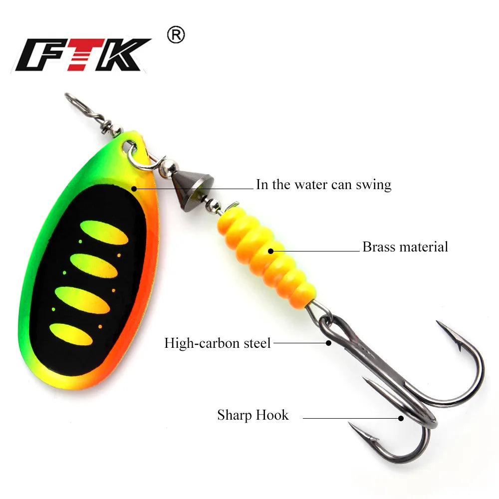 Spinner Bait Metal Fishing Lure 8.4g 12.5g 14.7g Hard Baits Bass Pike Spoon Treble Hook Fishing Tackle High Quality