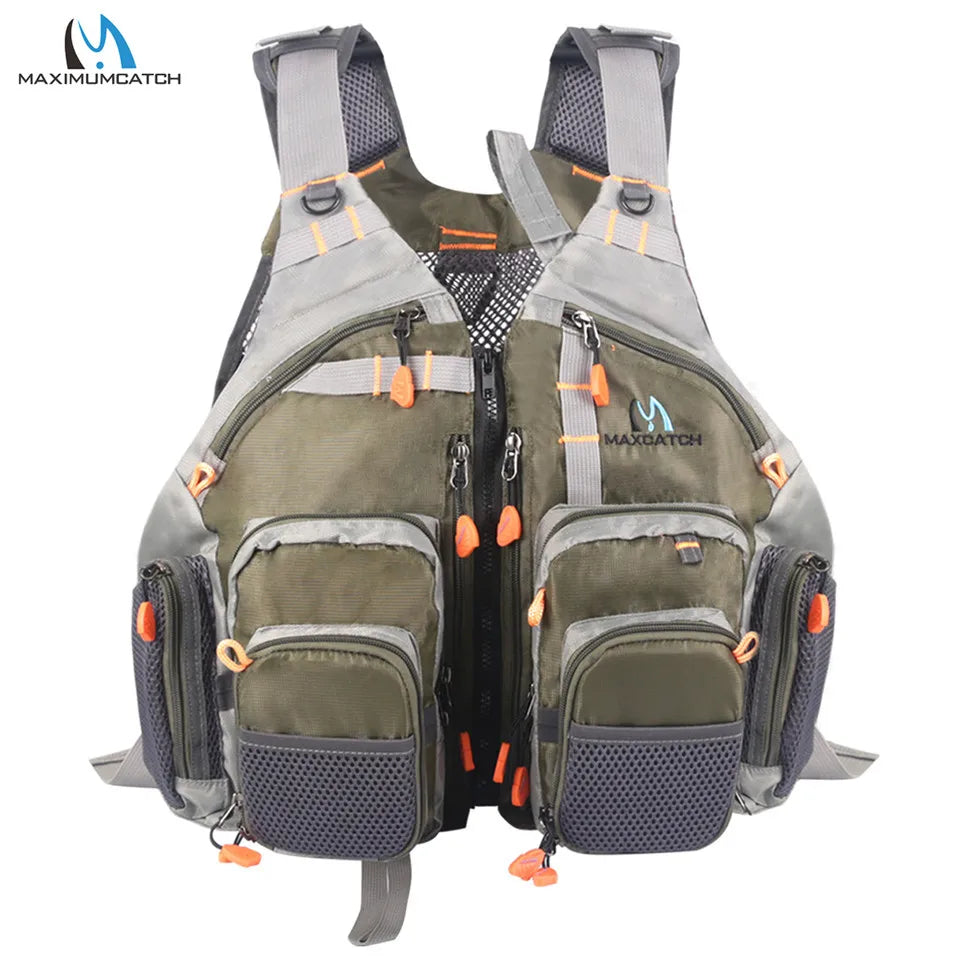 Maximumcatch Adjustable Mesh Fishing Vest With Multifunction Pockets Outdoor Backpack Fly Fishing Jacket