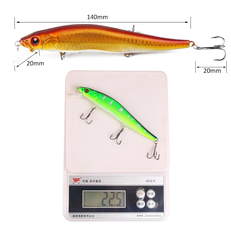 1PC Fishing Lures Swim Minnow Jig Hard Bait14cm/23g Artificial Trolling Crankbait Wobbler Lures Pike Treble Hook Fishing Tackle