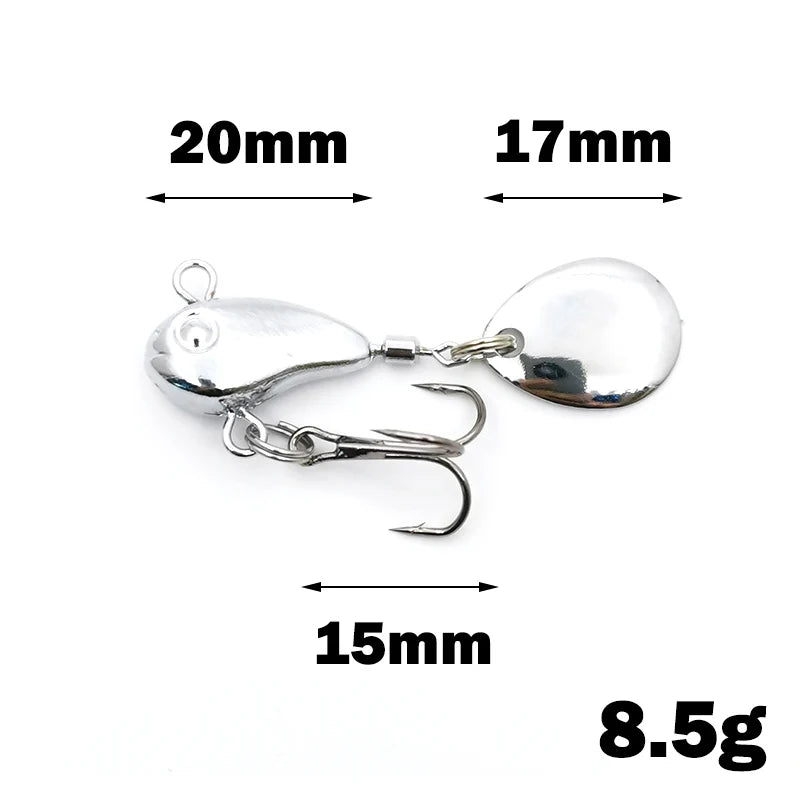 OUTKIT Metal Mini VIB With Spoon Fishing Lure 8.5g Winter Ice Fishing Tackle Pin Crankbait Vibration Spinner Sinking Bait