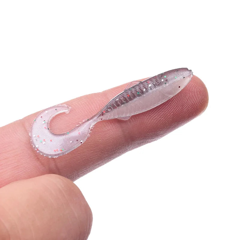 20PCS Easy Shine Double Color Silicone Soft Bait 47mm 0.7g Jig Worm Wobblers Fishing Lure Artificial Baits Bass Carp Swimbait